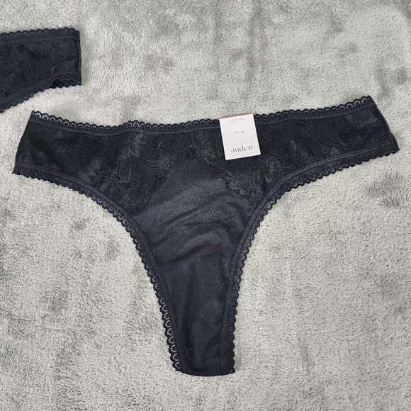 2 Pack Womens Auden Black Micro Thong Lot of 2 Size L (12-14) - Picture 2 of 7